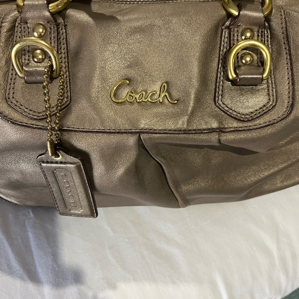 Coach Ashley Metallic Taupe Satchel